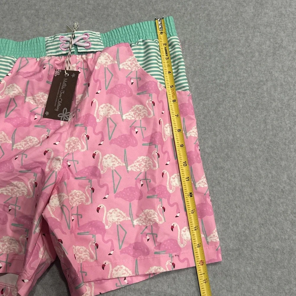 NWT MATILDA JANE Boys Enchanted Garden Flamingo Fan Club Swim Trunks - Size 14